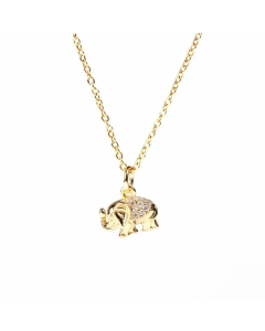 New Retro Wild Diamond Pendant Clavicle Chain Full Diamond Elephant Pendant Necklace 