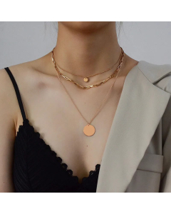 New Multi-Layered Titanium Steel Round Pendent Necklace