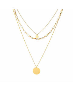 New Multi-Layered Titanium Steel Round Pendent Necklace