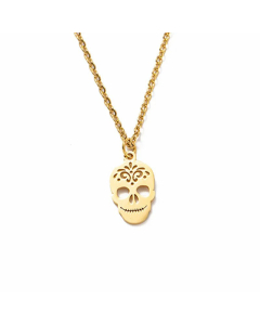 Halloween Skull Titanium Steel Necklace Wholesale-Gold Color-01