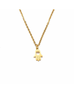 Hot-Selling Love Palm Stainless Steel Full Polished Horseshoe Necklace-Gold Color-01