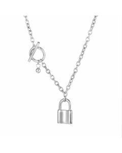 Korean Lock Pendant Titanium Steel Plated Rose Gold Necklace