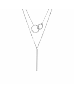 Wholesale Colorza Ornaments Geometric Round Chain Necklace Stainless Steel Two-Piece Necklace Clavicle Chain 