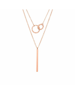 Wholesale Colorza Ornaments Geometric Round Chain Necklace Stainless Steel Two-Piece Necklace Clavicle Chain 
