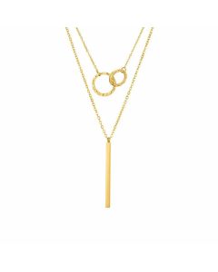 Wholesale Colorza Ornaments Geometric Round Chain Necklace Stainless Steel Two-Piece Necklace Clavicle Chain 