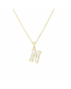 Wholesale Colorza Platform New Stainless Steel Stickers Shell 26 Letter Necklace Titanium Steel Pendant 