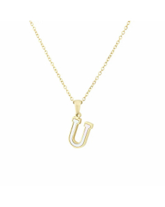 Wholesale Colorza Platform New Stainless Steel Stickers Shell 26 Letter Necklace Titanium Steel Pendant 