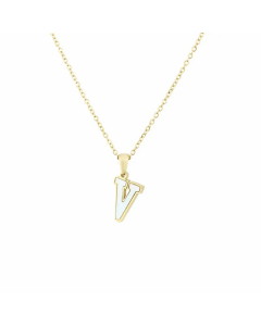Wholesale Colorza Platform New Stainless Steel Stickers Shell 26 Letter Necklace Titanium Steel Pendant 