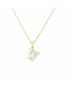 Wholesale Colorza Platform New Stainless Steel Stickers Shell 26 Letter Necklace Titanium Steel Pendant 