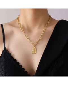 Fashion All-Match Three-Layer Irregular Freshwater Stainless Steel Necklace-Gold Color-01