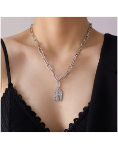 Fashion All-Match Three-Layer Irregular Freshwater Stainless Steel Necklace-Steel Color-01