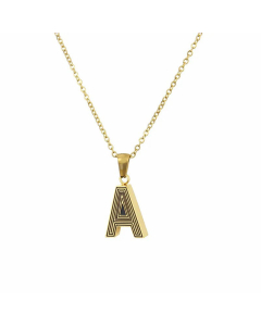 Gold-Plated Black Line 26 English Letter Pendent Necklace Titanium Steel Wholesale Colorza