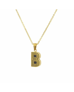 Gold-Plated Black Line 26 English Letter Pendent Necklace Titanium Steel Wholesale Colorza