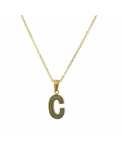 Gold-Plated Black Line 26 English Letter Pendent Necklace Titanium Steel Wholesale Colorza