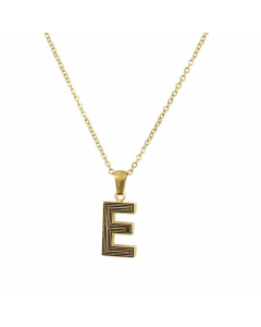 Gold-Plated Black Line 26 English Letter Pendent Necklace Titanium Steel Wholesale Colorza