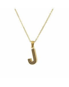 Gold-Plated Black Line 26 English Letter Pendent Necklace Titanium Steel Wholesale Colorza