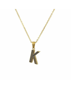 Gold-Plated Black Line 26 English Letter Pendent Necklace Titanium Steel Wholesale Colorza