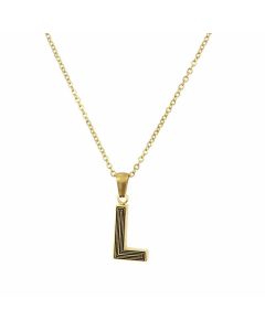 Gold-Plated Black Line 26 English Letter Pendent Necklace Titanium Steel Wholesale Colorza