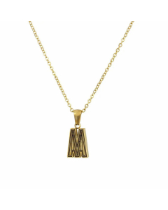 Gold-Plated Black Line 26 English Letter Pendent Necklace Titanium Steel Wholesale Colorza