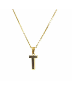 Gold-Plated Black Line 26 English Letter Pendent Necklace Titanium Steel Wholesale Colorza