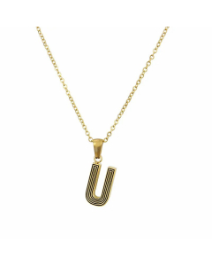 Gold-Plated Black Line 26 English Letter Pendent Necklace Titanium Steel Wholesale Colorza
