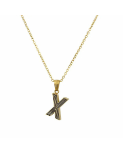 Gold-Plated Black Line 26 English Letter Pendent Necklace Titanium Steel Wholesale Colorza