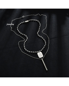 Men And Women Titanium Steel Personality Hip-Hop Color-Fast Square Brand Column Necklace Wholesale Colorza