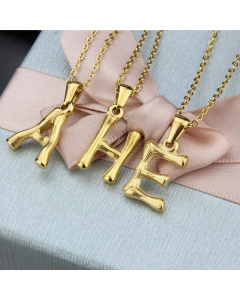 Platform New Stainless Steel Antique Slub-Shaped 26 English Letter Necklace Titanium Steel Pendant Wholesale Colorza