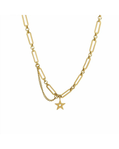 Star Stainless Steel Hollow Five-Pointed Star Tassel Pendant Necklace
