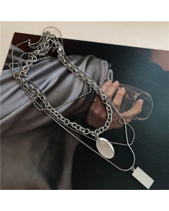 Multi-Layered Necklace Four Strips Can Be Separated Titanium Steel Necklace