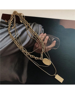 Multi-Layered Necklace Four Strips Can Be Separated Titanium Steel Necklace