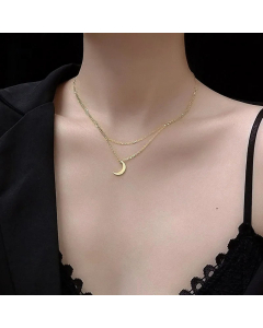 Double Clavicle Necklace Plated 18K Real MoonTitanium Steel Wholesale Colorza