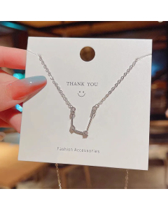 Female Fashion Geometric Twelve Constellations Titanium Steel Necklace -Aries