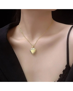 Material Plated Non-Fading Love Titanium Steel Peach Heart Flip Photo Frame Necklace Wholesale Colorza