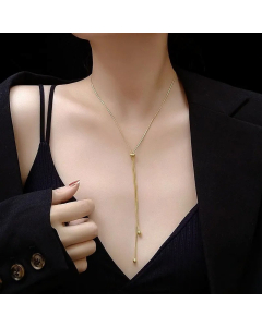 18K Real Gold Plated Pull Button Three-Dimensional Round Snake Steel Ball Necklace Wholesale Colorza