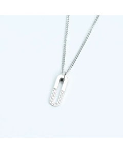 New Inlaid Zircon 18K Gold Plated Stainless Steel Paper Clip Pendant U-Shaped Necklace