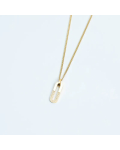 New Inlaid Zircon 18K Gold Plated Stainless Steel Paper Clip Pendant U-Shaped Necklace