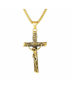 Classic Men's Titanium Steel Christian Jesus Cross Pendant Religious Faith Necklace Wholesale Colorza-Gold Color-pendant_only