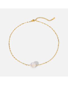 Fashion Mermaid Bead Pendant Necklace 18K Gold-Plated Stainless Steel 