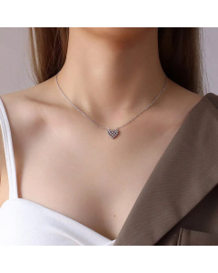 Gold Cute Peach Heart Bead Necklace Wholesale Colorza Titanium Steel Material Gold Plated Non-Fading-Steel Color-01