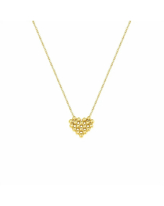 Gold Cute Peach Heart Bead Necklace Wholesale Colorza Titanium Steel Material Gold Plated Non-Fading