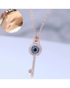 Fashion Exquisite Titanium Steel Rose Gold Sweet OL Devil'S Eye Key Personality Necklace Fine Quality Colorza