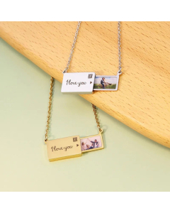 Fashion Letter Clavicle Chain Creative Pull-Out Photo Envelope Stainless Steel 