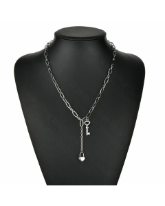 Fashion Key Clavicle Chain Necklace Simple Niche Pendant Small Lock Stainless Steel For Women Colorza