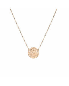 Women Simple Round Hammer Pendant New 316L Lettering Stainless Steel Necklace Colorza