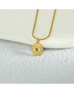 Turquoise Tide Love Pendant Sweater Necklace Titanium Collarbone Chain