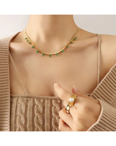 Texture Zircon Pendant Snake Bone Geometric Necklace Fashion Simple Titanium Steel