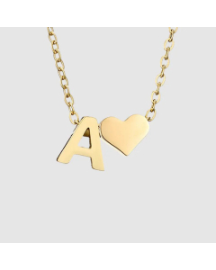 Fashion Jewelry Simple Heart-Shaped Letter Clavicle Chain Women Gold-Plated Necklace Wholesale