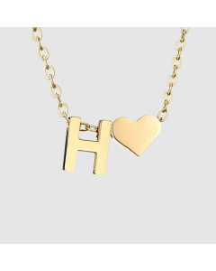 Fashion Jewelry Simple Heart-Shaped Letter Clavicle Chain Women Gold-Plated Necklace Wholesale