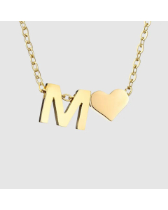 Fashion Jewelry Simple Heart-Shaped Letter Clavicle Chain Women Gold-Plated Necklace Wholesale